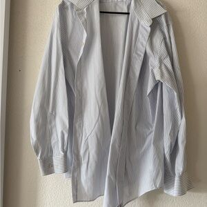 Jones New York White and Blue Striped Shirt